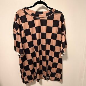 Checkered Black and Tan T-Shirt